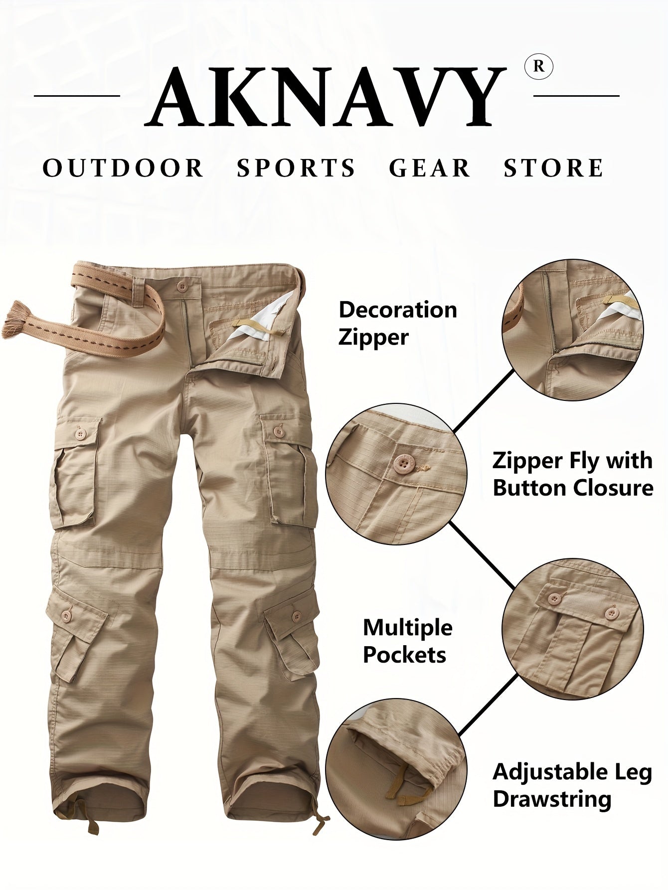 Relaxed Fit Multi-Pocket Cargo Pants for Men - Wear-Resistant, Tactical, Loose-Fitting, Comfortable, Durable, Versatile, and Practical - Ideal for Outdoor Activities, Hiking, Camping, and Travel