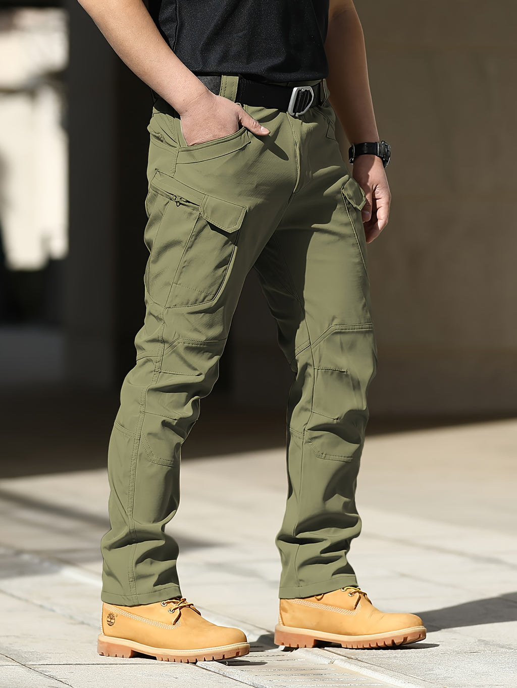 Multi Pocket Men's Tactical Pants, Loose Casual Outdoor Pants, Cargo Wear-resistant Pants For Hiking