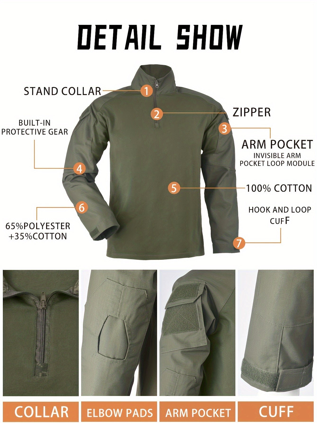 Color Block Cotton Men's Training Tactical Long Sleeve Slim Stretch Top With Half Zipper And Pockets, Outdoor Hiking, Climbing, Camping, Fishing Sports
