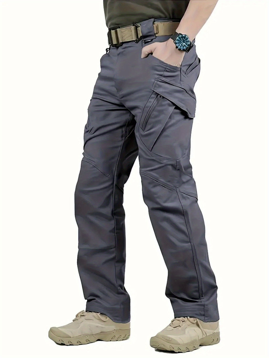 Mens High-Performance Tactical Cargo Pants - Waterproof, Sweatproof for Outdoor Hiking - Durable, Multi-Pocket Design, All-Weather Wear Resistance