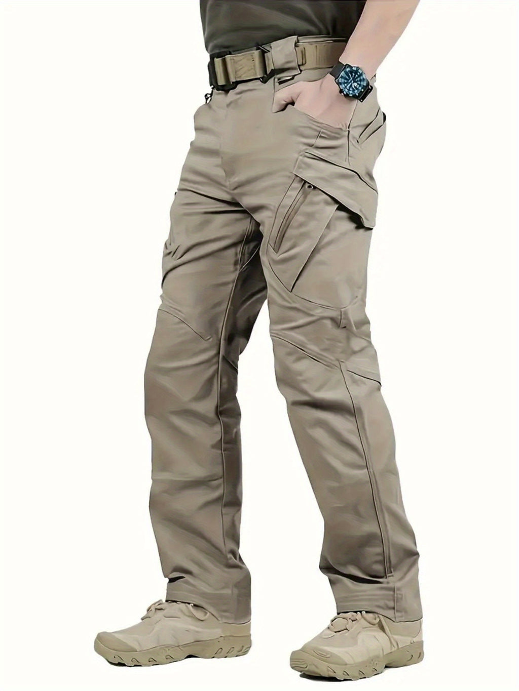 Mens High-Performance Tactical Cargo Pants - Waterproof, Sweatproof for Outdoor Hiking - Durable, Multi-Pocket Design, All-Weather Wear Resistance