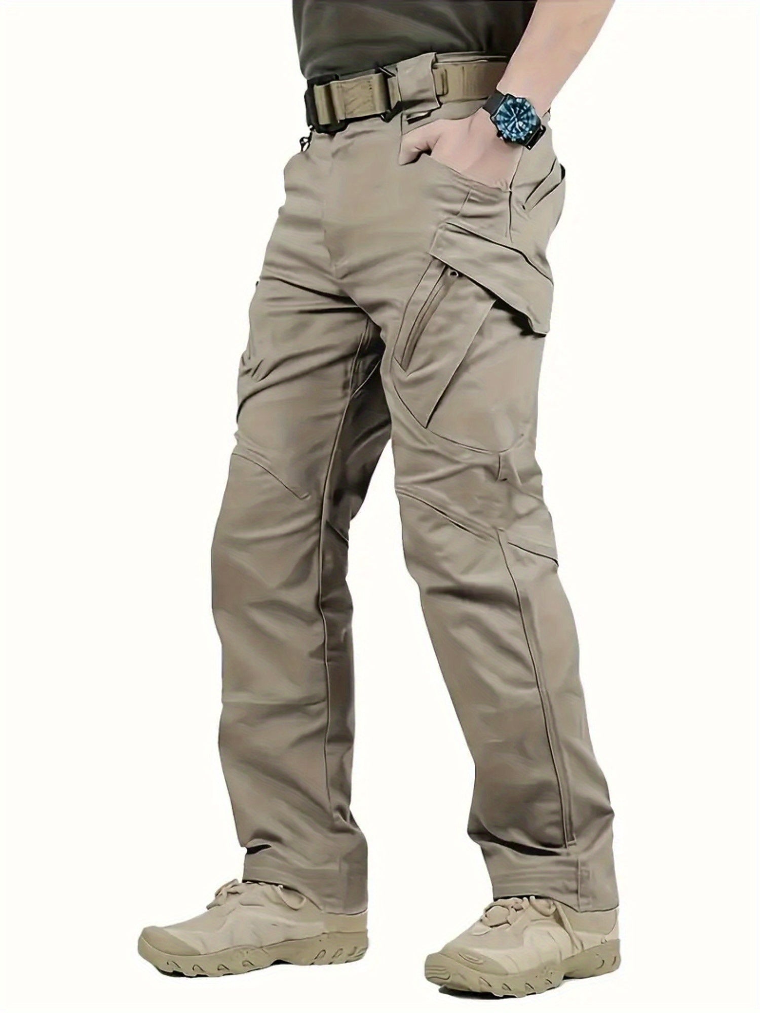 Mens High-Performance Tactical Cargo Pants - Waterproof, Sweatproof for Outdoor Hiking - Durable, Multi-Pocket Design, All-Weather Wear Resistance