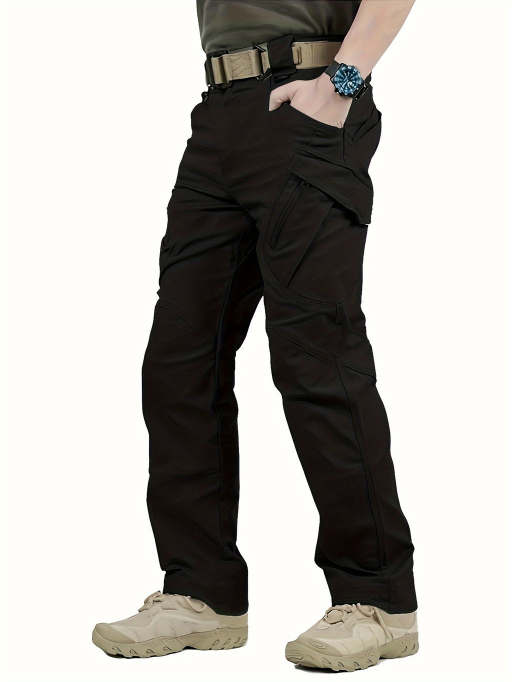 Mens High-Performance Tactical Cargo Pants - Waterproof, Sweatproof for Outdoor Hiking - Durable, Multi-Pocket Design, All-Weather Wear Resistance