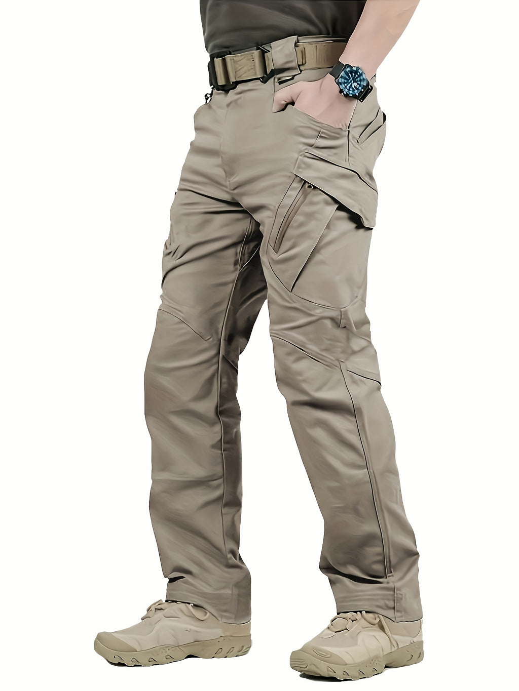 Mens High-Performance Tactical Cargo Pants - Waterproof, Sweatproof for Outdoor Hiking - Durable, Multi-Pocket Design, All-Weather Wear Resistance