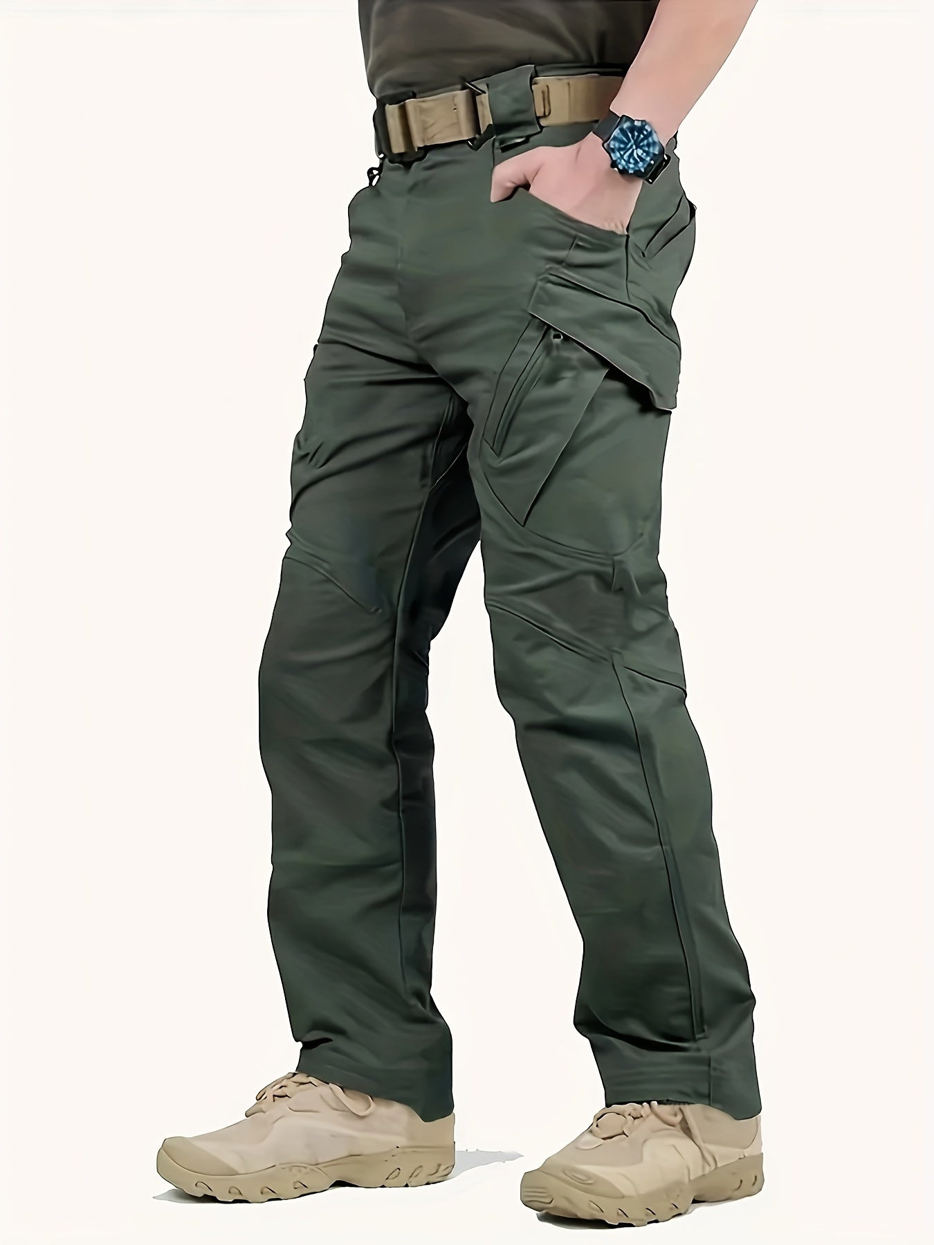 Mens High-Performance Tactical Cargo Pants - Waterproof, Sweatproof for Outdoor Hiking - Durable, Multi-Pocket Design, All-Weather Wear Resistance