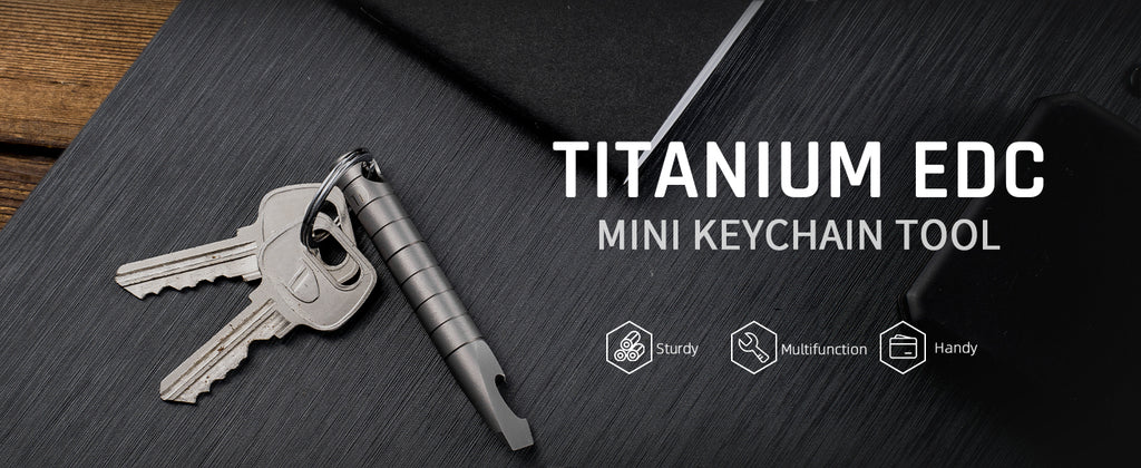 Keychain Pry Bar, Titanium Mini EDC Prybar/safety Multitool with Bottle Opener, Pocket Small Keychain Tools for Every Day Carry(Mini)