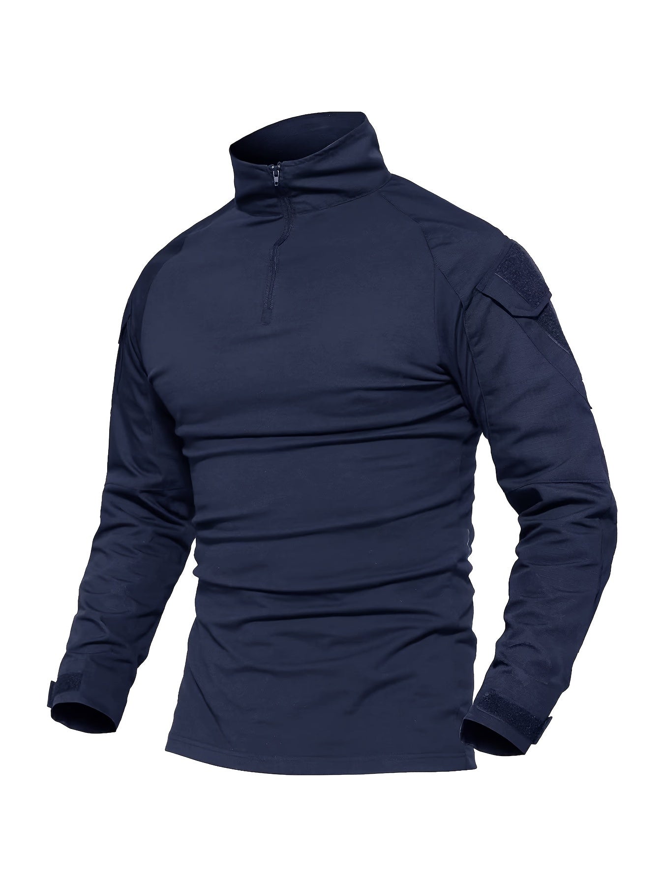 Men's Tactical Long Sleeve T-Shirt 1/4 Zipper Wear And Scratch Resistant Troop Training Tops Tear Resistant Uniforms Outdoor Climbing Hiking Hunting Tops Casual Breathable Comfortable Workwear Adjustable Cuffs Tactical Clothi