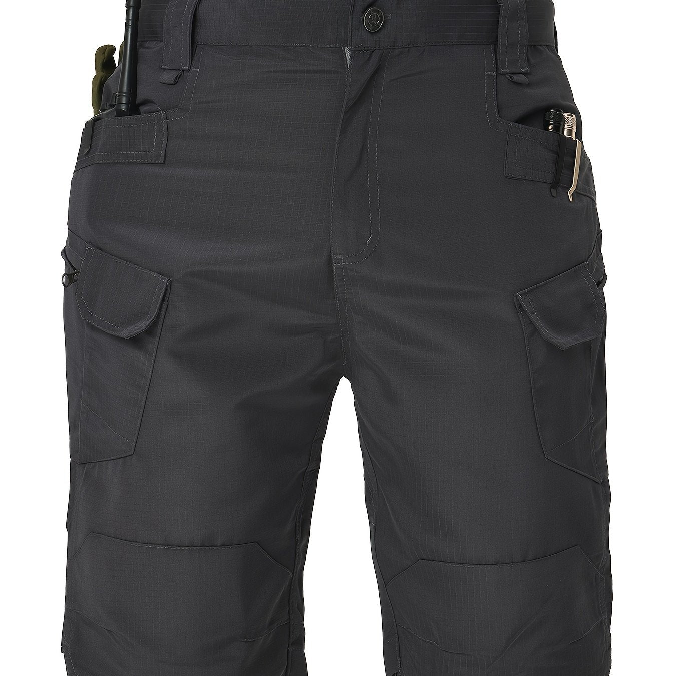 [Polyester Tactical Cargo Shorts] 100% Polyester HOMUG Men's Tactical Cargo Shorts - Quick Dry Summer Workout Shorts with Multi-Pockets, Regular Fit, Solid Color, Non-Stretch Woven Fabric, 200g/m² for Adult