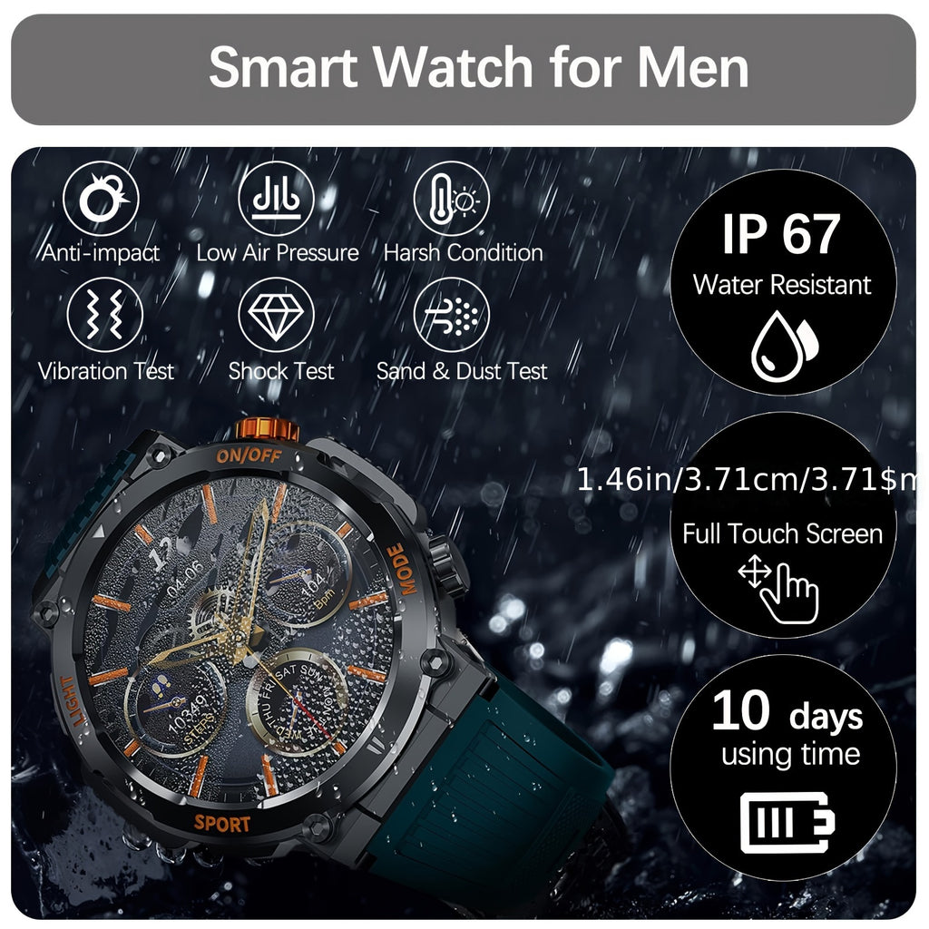 Tactical Smartwatch - Rugged Outdoor Fitness Tracker with Call Function