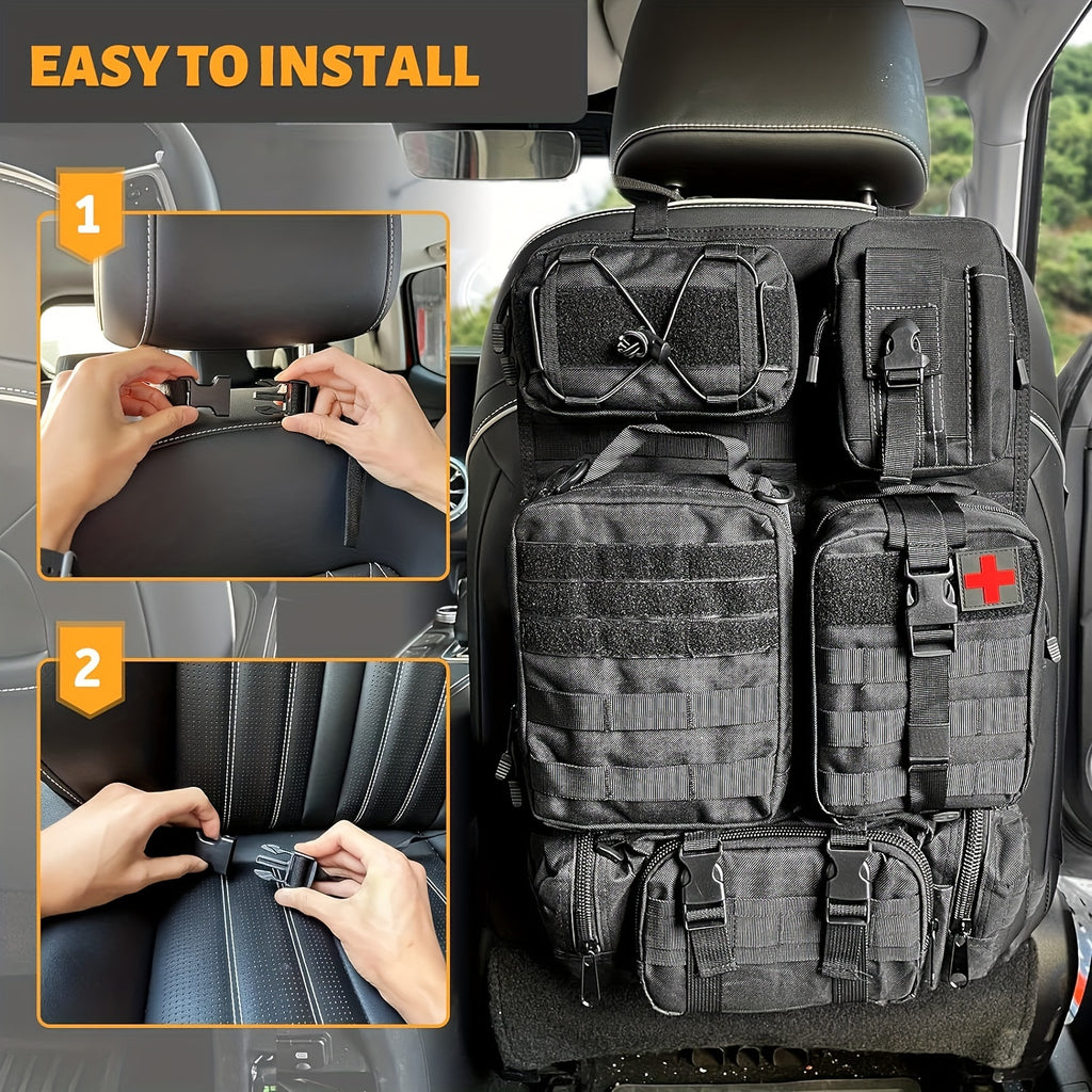 Tactical MOLLE Car Seat Organizer - Military Vehicle Panel System