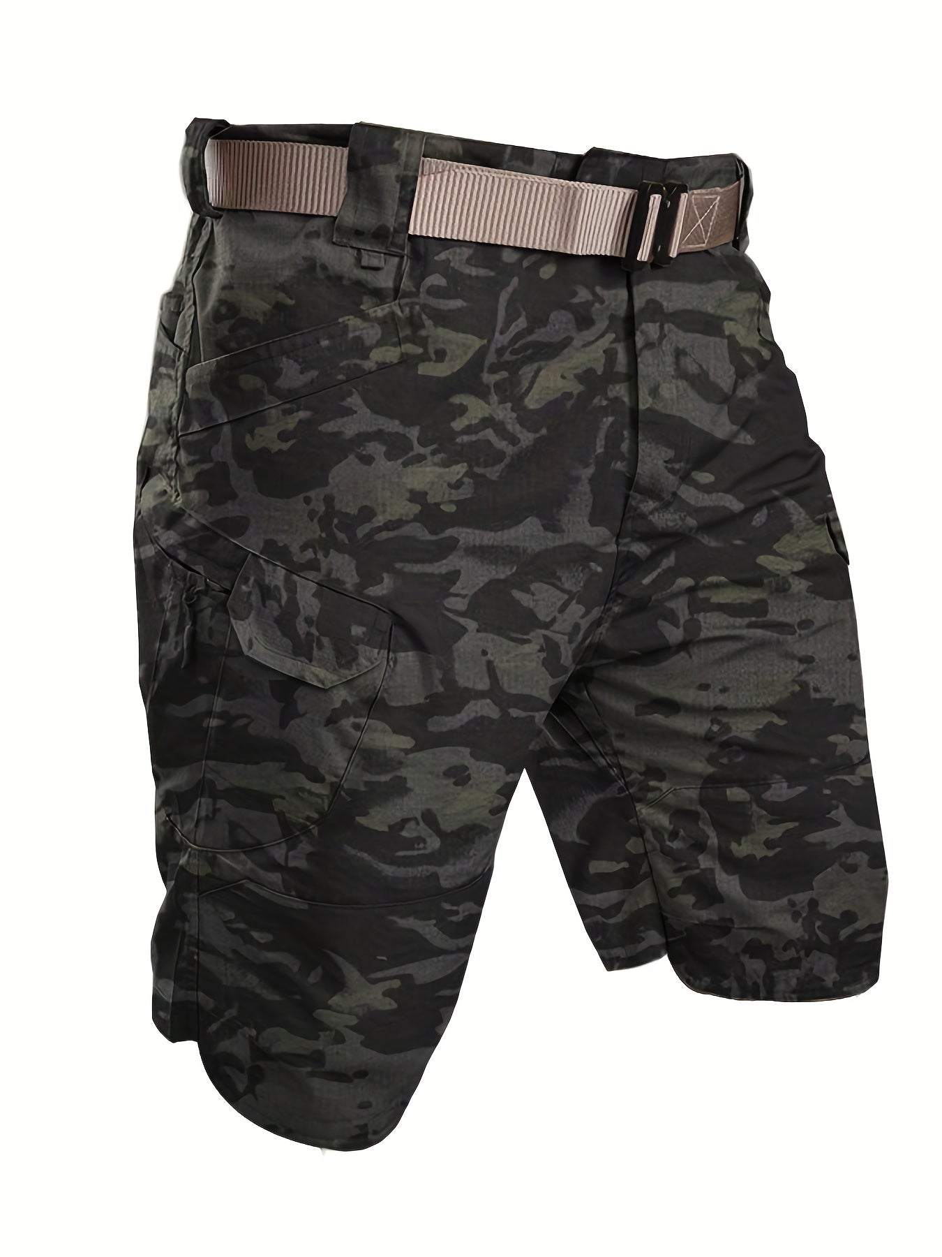[Polyester Tactical Cargo Shorts] 100% Polyester HOMUG Men's Tactical Cargo Shorts - Quick Dry Summer Workout Shorts with Multi-Pockets, Regular Fit, Solid Color, Non-Stretch Woven Fabric, 200g/m² for Adult