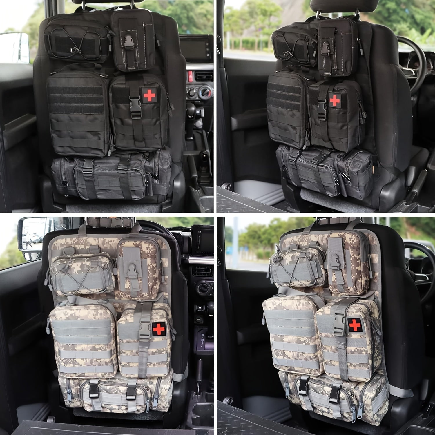 Tactical MOLLE Car Seat Organizer - Military Vehicle Panel System