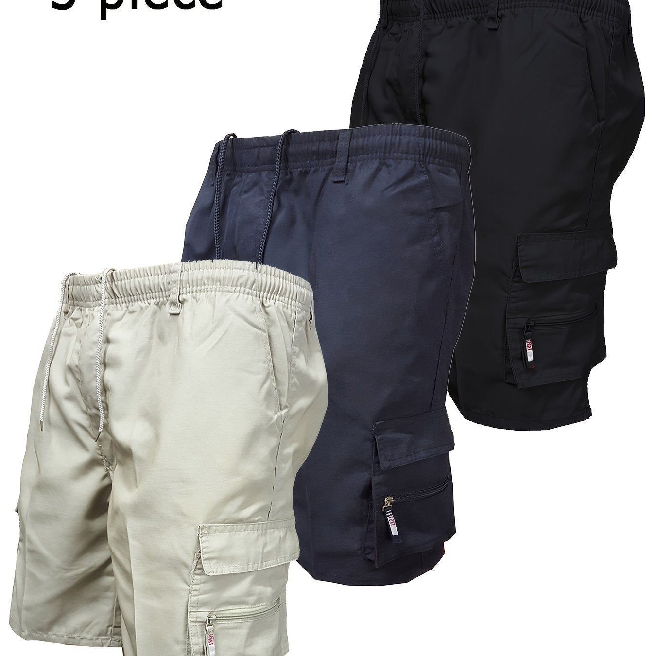 Men's Workwear Shorts 3pcs Set Camouflage Workwear Shorts Outdoor Tactical Shorts Summer Casual Sports Pants Loose Elastic Waist Work Hiking Sports Shorts 3pcs Set