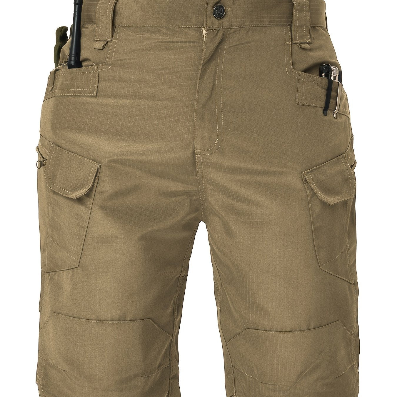 [Polyester Tactical Cargo Shorts] 100% Polyester HOMUG Men's Tactical Cargo Shorts - Quick Dry Summer Workout Shorts with Multi-Pockets, Regular Fit, Solid Color, Non-Stretch Woven Fabric, 200g/m² for Adult