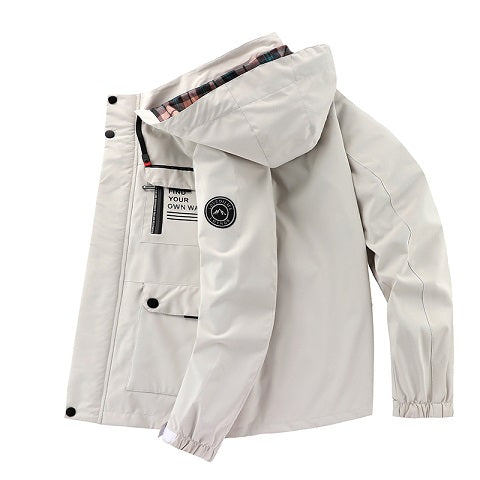 Hooded Windbreaker Jacket - Lightweight Pilot Style for Spring & Fall