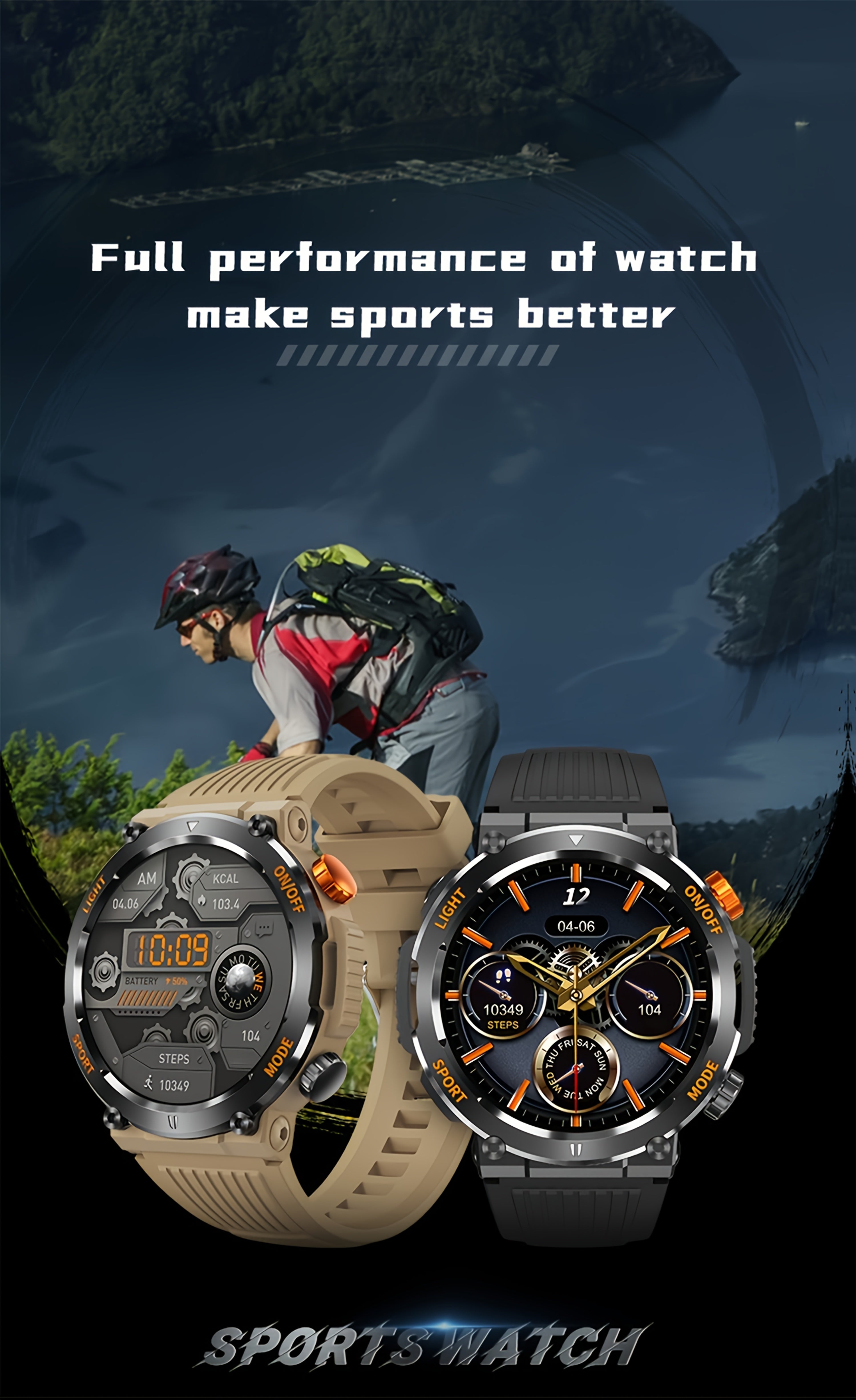 Tactical Smartwatch - Rugged Outdoor Fitness Tracker with Call Function
