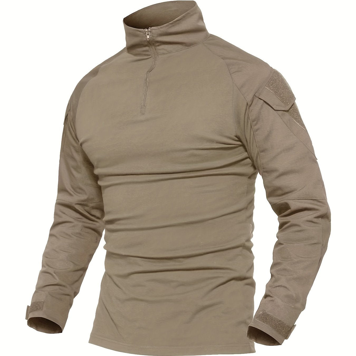 Men's Tactical Long Sleeve T-Shirt 1/4 Zipper Wear And Scratch Resistant Troop Training Tops Tear Resistant Uniforms Outdoor Climbing Hiking Hunting Tops Casual Breathable Comfortable Workwear Adjustable Cuffs Tactical Clothi