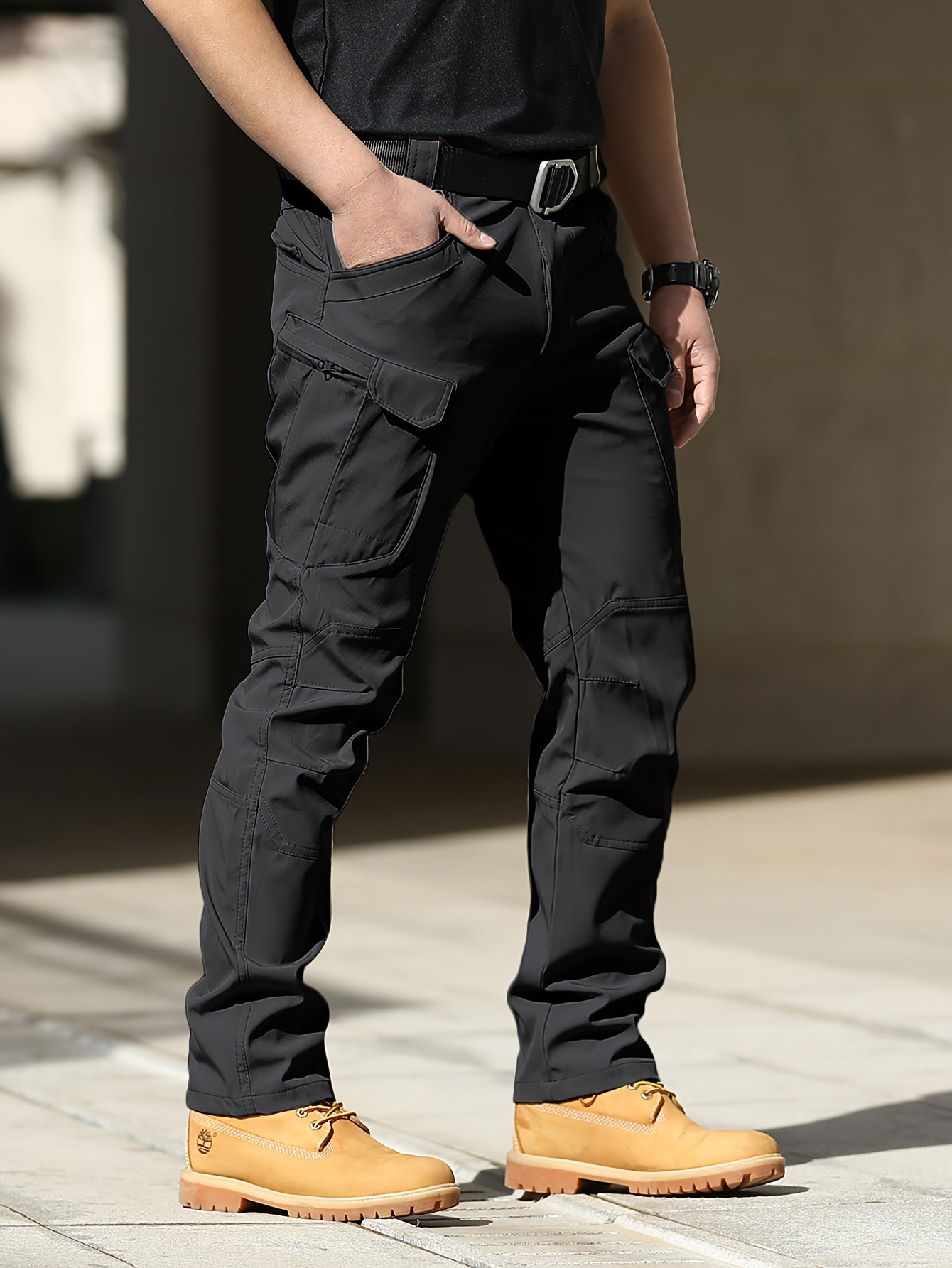 Multi Pocket Men's Tactical Pants, Loose Casual Outdoor Pants, Cargo Wear-resistant Pants For Hiking