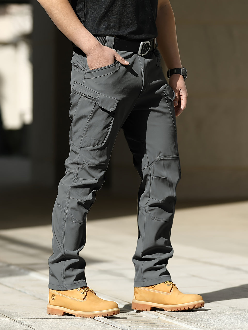 Multi Pocket Men's Tactical Pants, Loose Casual Outdoor Pants, Cargo Wear-resistant Pants For Hiking