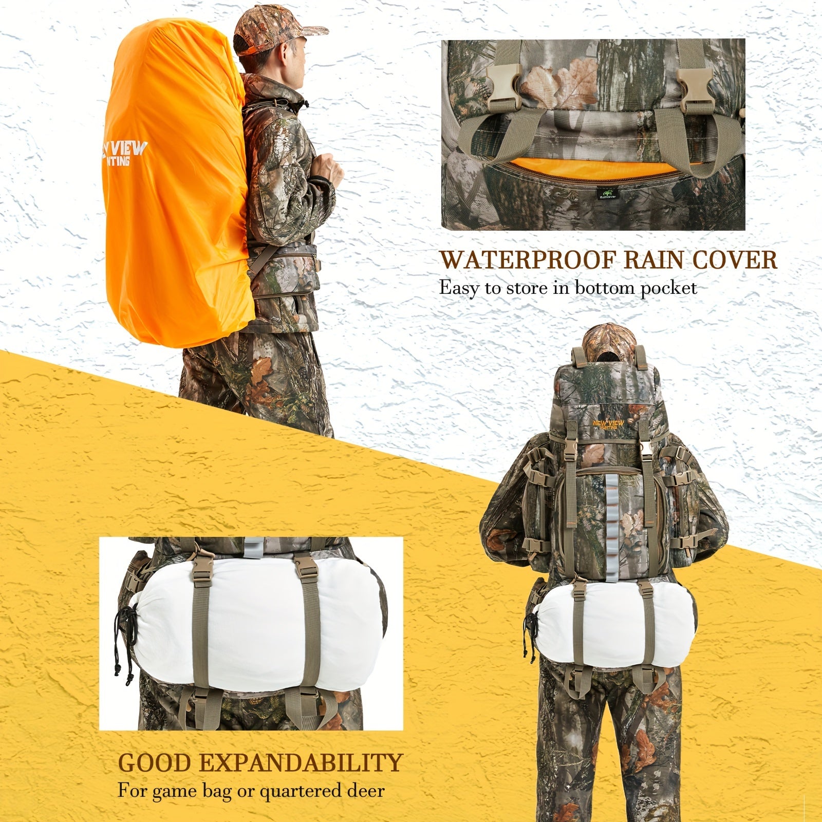 A Tactical Camouflage Bag for Hunting, Camping, Fishing. A 80L/21Gal Capacity Multi-functional Backpack for City Walks or Travel.A Outdoor Breathable Backpack with Multiple Compartments and Ample Storage Space for Hiking.