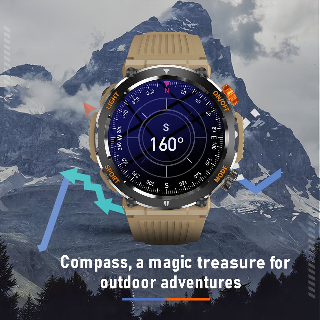 Tactical Smartwatch - Rugged Outdoor Fitness Tracker with Call Function
