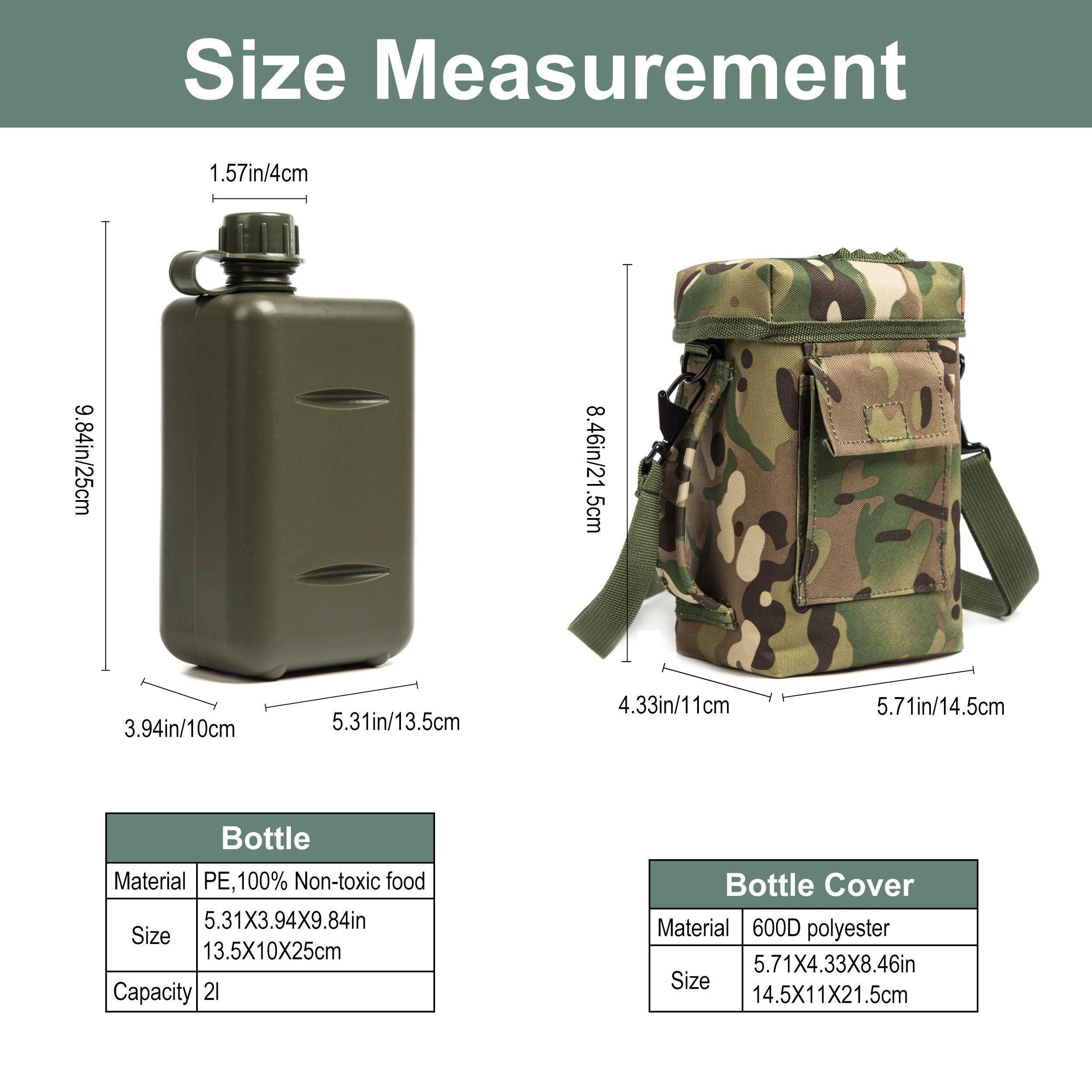 Tactical Camo Water Bottle - 2L Insulated Military Canteen