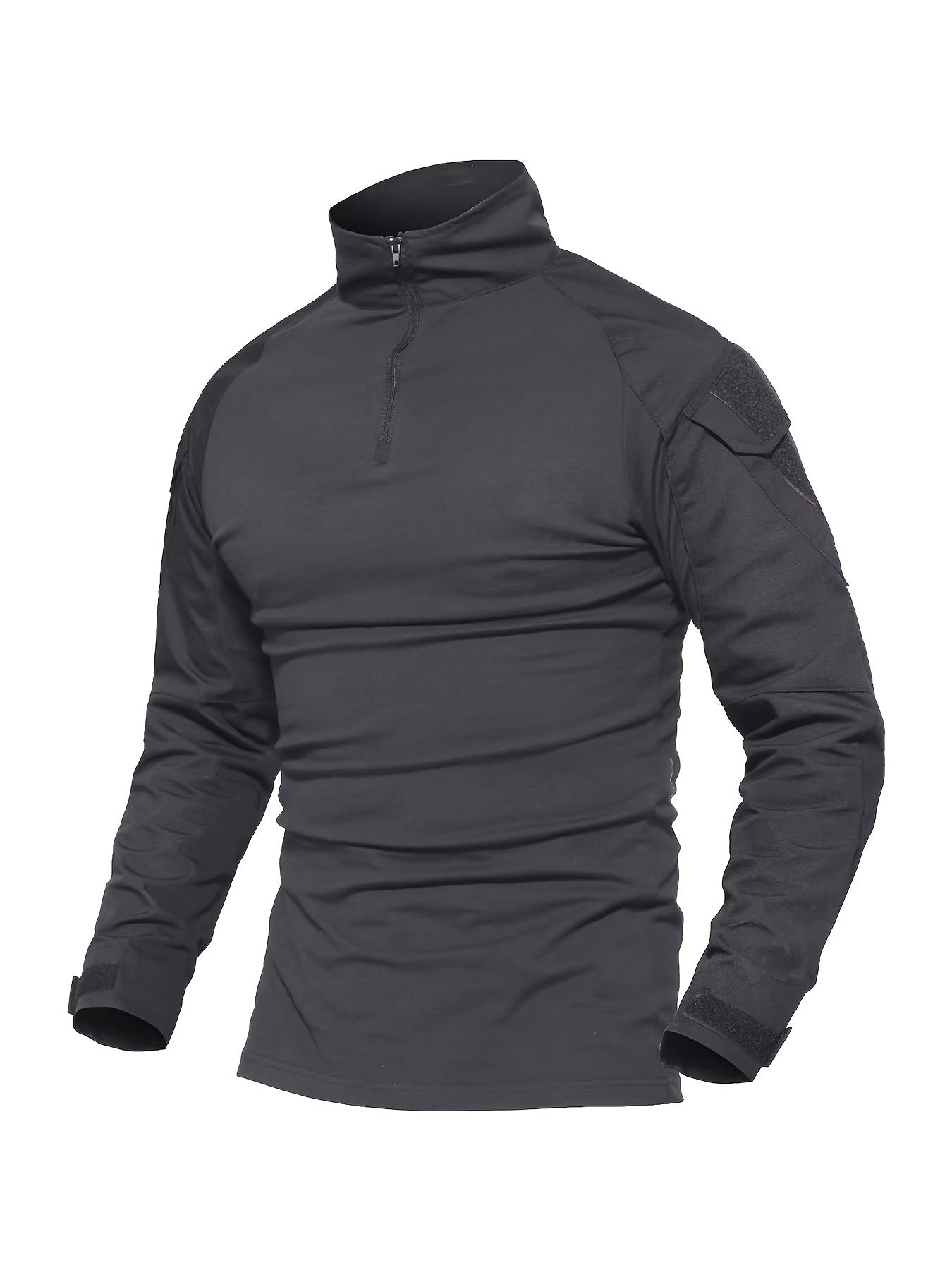 Men's Tactical Long Sleeve T-Shirt 1/4 Zipper Wear And Scratch Resistant Troop Training Tops Tear Resistant Uniforms Outdoor Climbing Hiking Hunting Tops Casual Breathable Comfortable Workwear Adjustable Cuffs Tactical Clothi