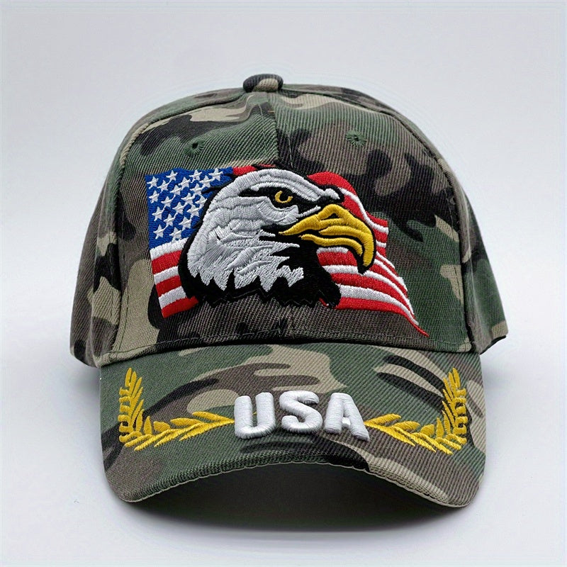 Tactical Eagle Embroidered Cap - Patriotic Camo cap