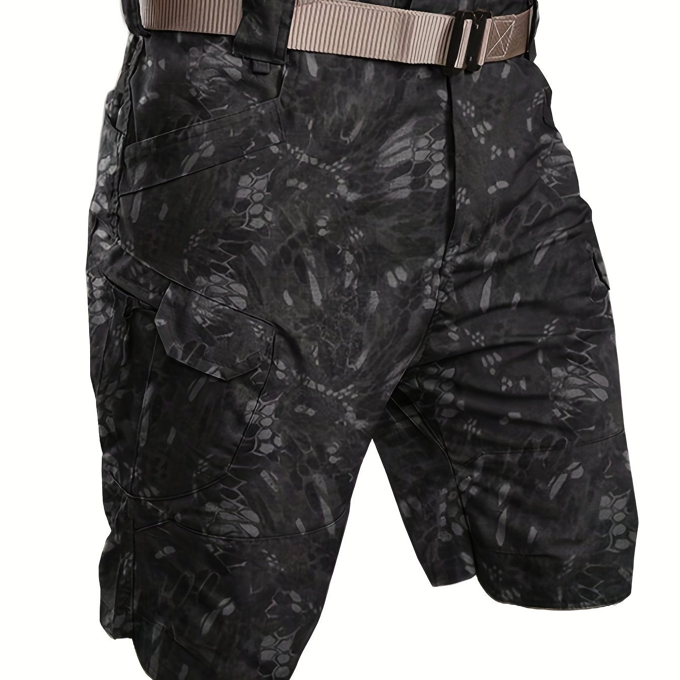 [Polyester Tactical Cargo Shorts] 100% Polyester HOMUG Men's Tactical Cargo Shorts - Quick Dry Summer Workout Shorts with Multi-Pockets, Regular Fit, Solid Color, Non-Stretch Woven Fabric, 200g/m² for Adult