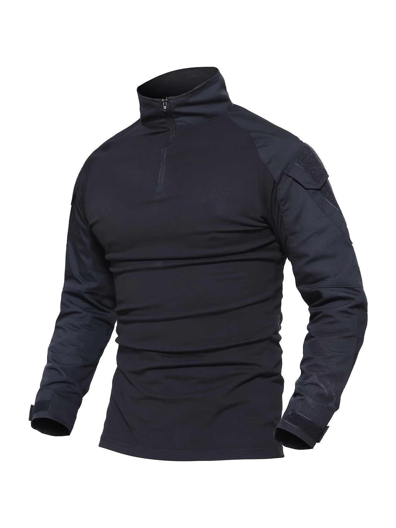 Men's Tactical Long Sleeve T-Shirt 1/4 Zipper Wear And Scratch Resistant Troop Training Tops Tear Resistant Uniforms Outdoor Climbing Hiking Hunting Tops Casual Breathable Comfortable Workwear Adjustable Cuffs Tactical Clothi