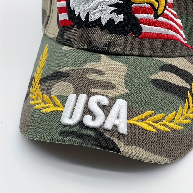 Tactical Eagle Embroidered Cap - Patriotic Camo cap