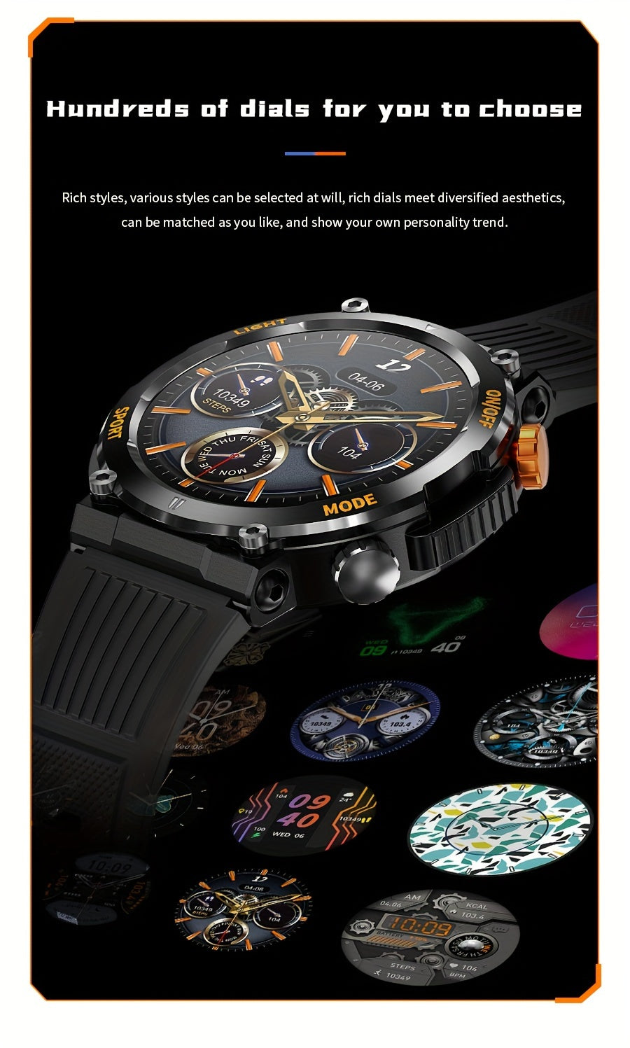 Tactical Smartwatch - Rugged Outdoor Fitness Tracker with Call Function