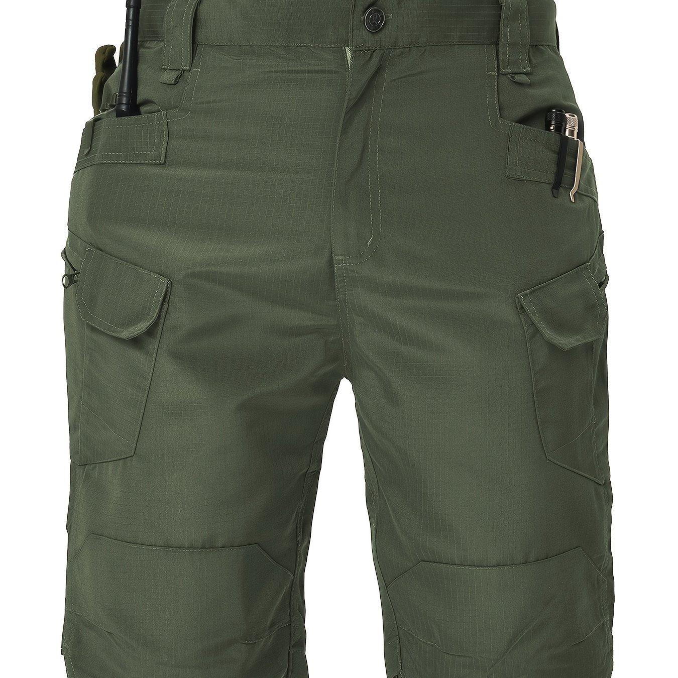 [Polyester Tactical Cargo Shorts] 100% Polyester HOMUG Men's Tactical Cargo Shorts - Quick Dry Summer Workout Shorts with Multi-Pockets, Regular Fit, Solid Color, Non-Stretch Woven Fabric, 200g/m² for Adult