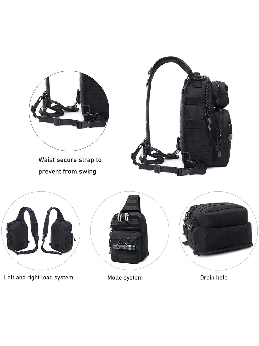 Tactical Bag Rover Shoulder Sling Pack Molle Assault Range bag Traveling, Trekking, Camping