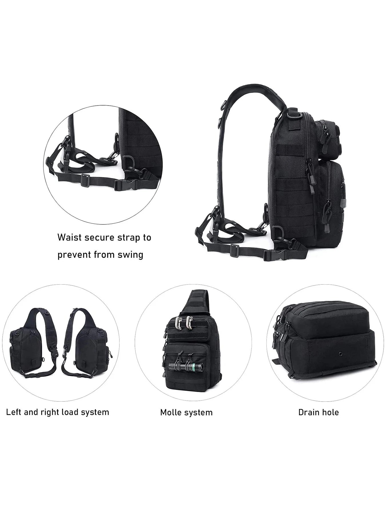 Tactical Bag Rover Shoulder Sling Pack Molle Assault Range bag Traveling, Trekking, Camping