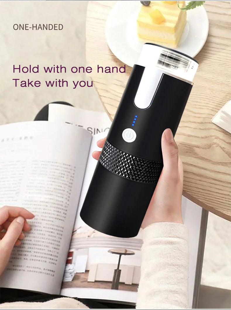 Cafetera Portátil Eléctrica Espresso, Cafetera Recargable por USB Compatible con Cápsulas y Café Molido