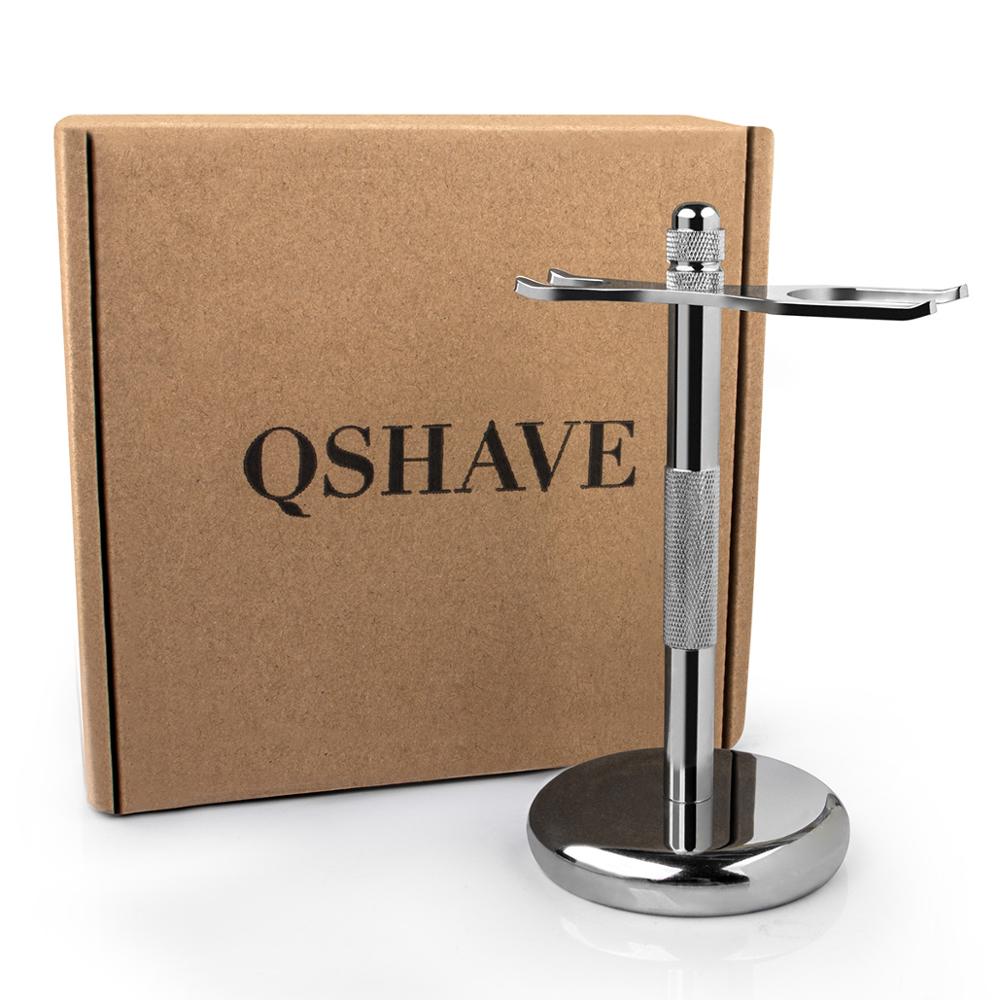 QSHAVE Men Razor Holder Stainless Steel Shaving Brush Stand Safety Razor It Razor Holder 15cm Razor Rack &amp; Brush not including