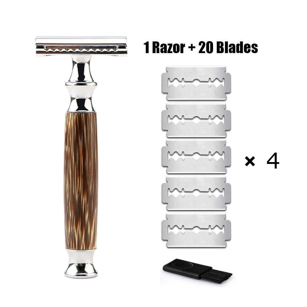 HAWARD Matte Black Safety Razor Fits All Double Edge Razor Blades Eco Friendly Shaving Razor,Made Of Bamboo&amp;Copper,Zero Waste
