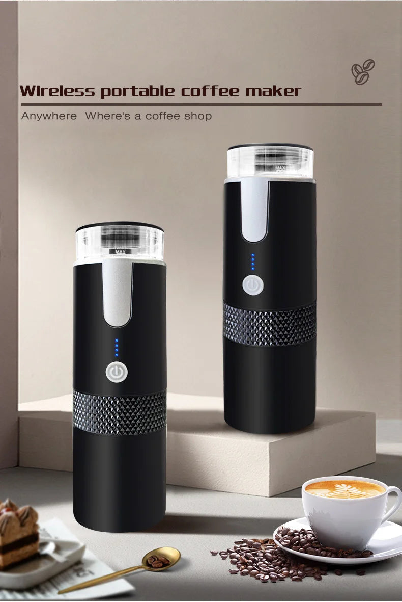 Cafetera Portátil Eléctrica Espresso, Cafetera Recargable por USB Compatible con Cápsulas y Café Molido