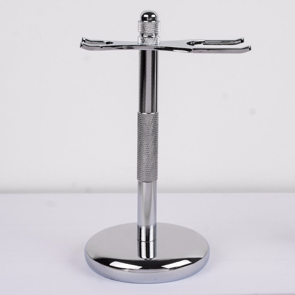 QSHAVE Men Razor Holder Stainless Steel Shaving Brush Stand Safety Razor It Razor Holder 15cm Razor Rack &amp; Brush not including