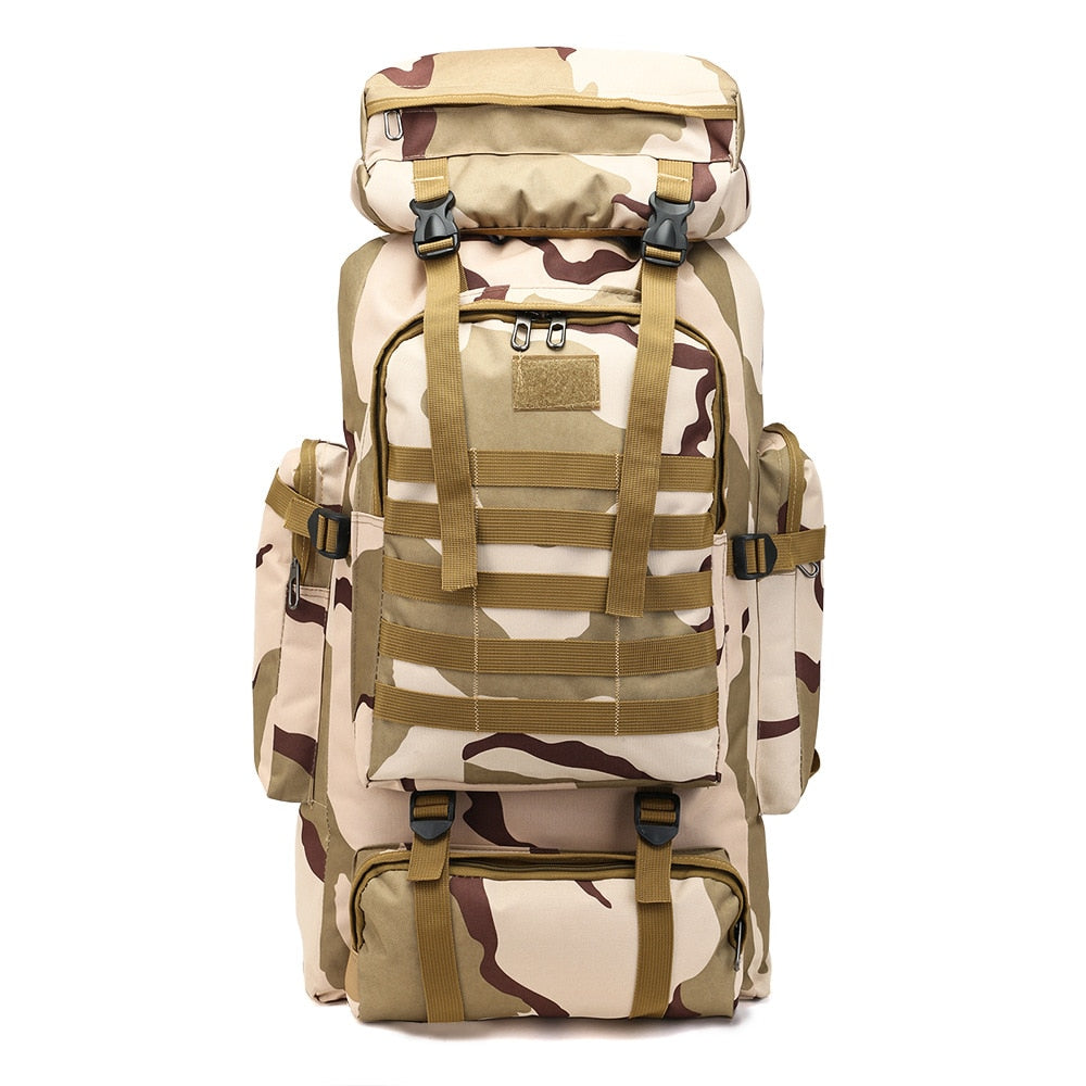 80L Waterproof Molle Tactical Backpack Military Army Hiking Camping Backpack Travel Rucksack Outdoor Sports Climbing Bag