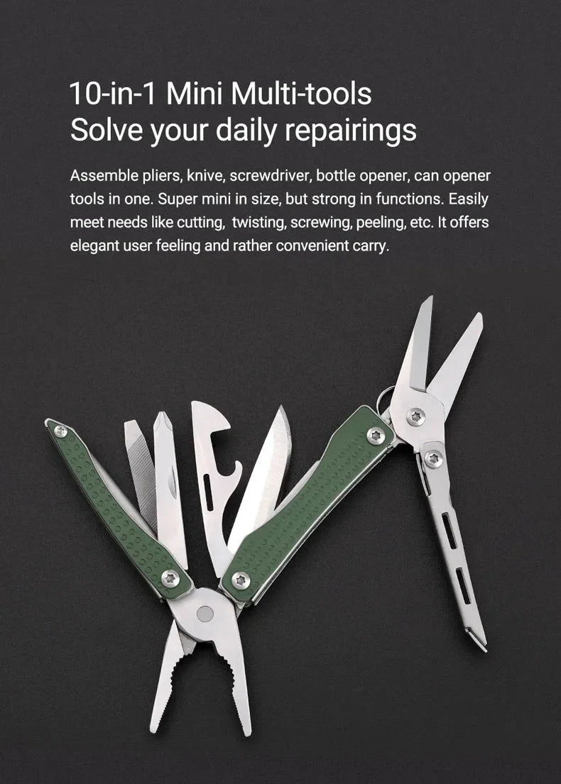 NexTool Mini Flagship Multitool 10 in 1 Mini Pocket Knife EDC Keychain Multi Tool Folding Pliers Scissors Bottle Opener