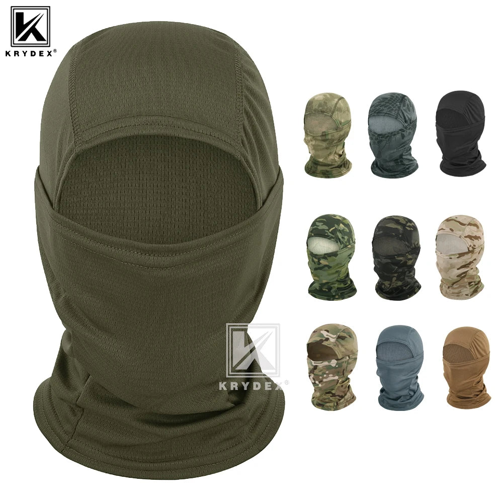 KRYDEX Tactical Face Mask Balaclava Camouflage Full Head Wrap Quick Dry Neck Gaiter UV Protection Hood for Cycling, Hiking