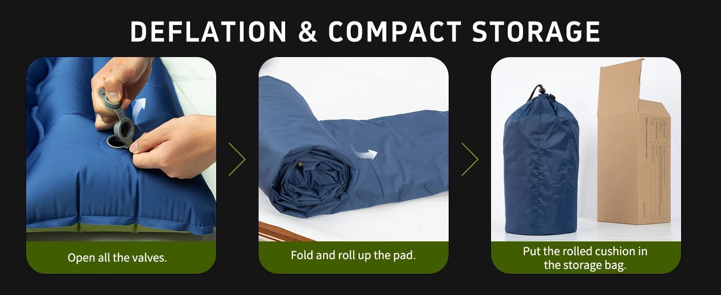 Double Sleeping Pad 4" Thick for 2 Person with Pillow Built-in Foot Pump Inflatable Mattress for Backpacking Hiking