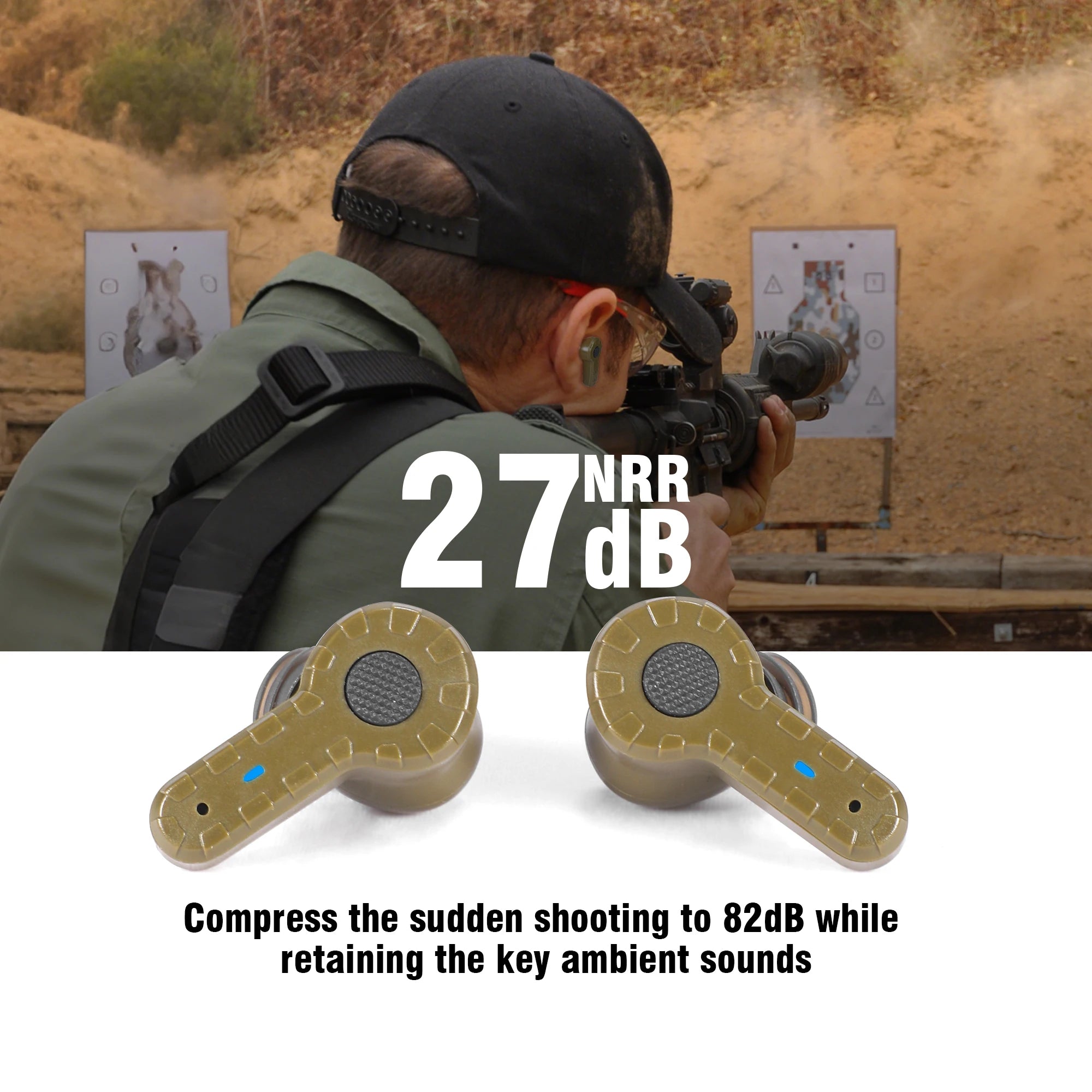 Tactical headset anti-noise earplugs noise-cancelling for hearing protection NRR27dB Military gear
