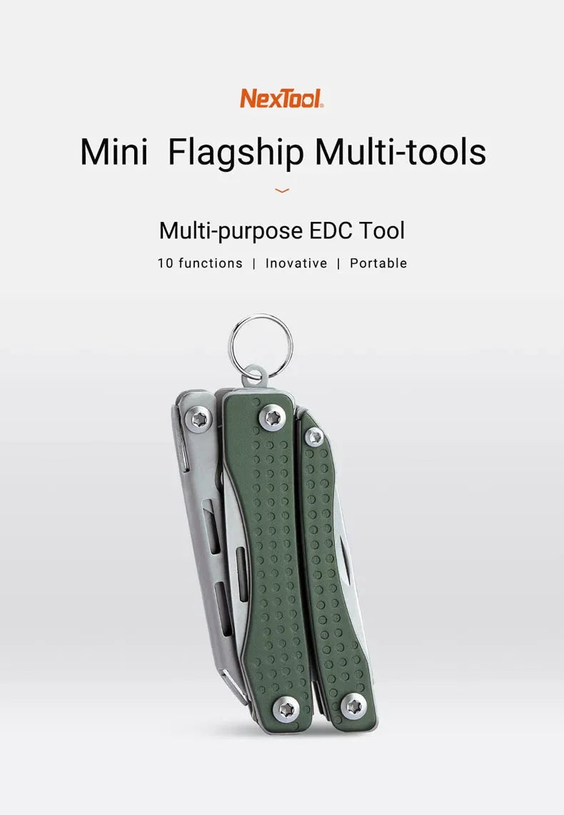 NexTool Mini Flagship Multitool 10 in 1 Mini Pocket Knife EDC Keychain Multi Tool Folding Pliers Scissors Bottle Opener