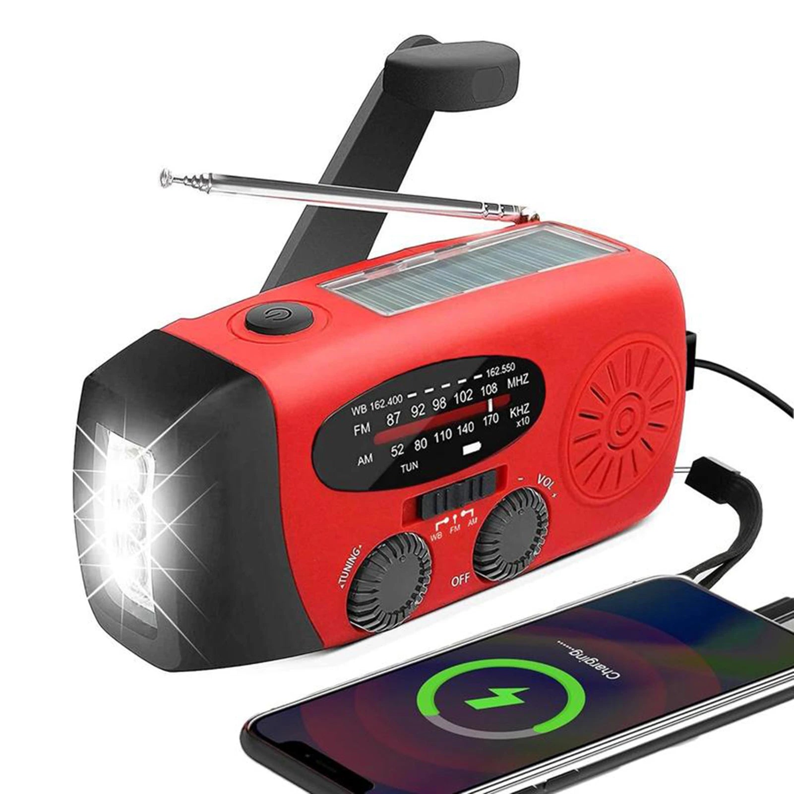 Emergency Hand Crank Radio Multi Functional Solar Powered Portable Emergency Radio For Camping Hiking