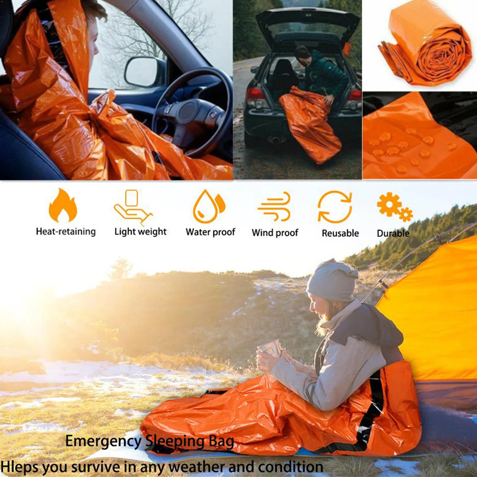 Emergency Mylar Sleeping Bag – Waterproof Lightweight Survival Blanket