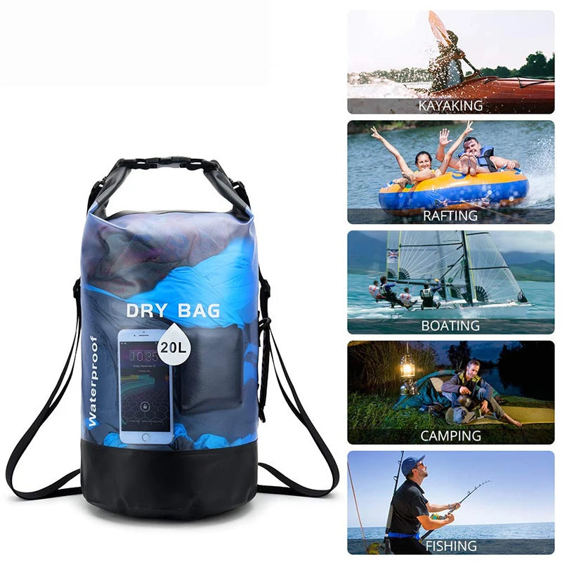 Waterproof Dry Bag 10L 20L Storage Pack Pouch For Swimming Trekking Rafting Boating Kayaking Rafting Drybags Backpack XD117Y