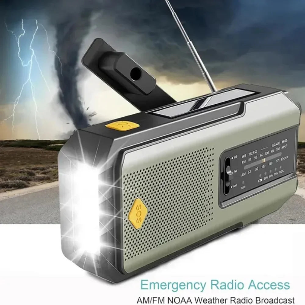 Emergency Radio Solar Power Hand Crank Radio Global Receiver High Quality LED Torch Reading Light SOS Alarm 2000mAh